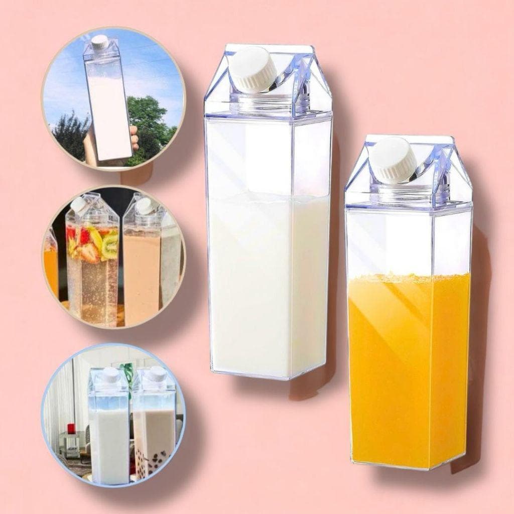Garrafas 1000ml/500ml De Acrílico Transparente Caixa De Leite Geladeira Leite Suco Bebidas Água Chá